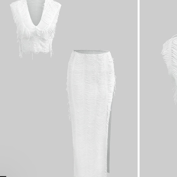 Brand new white distressed two piece set - Picture 2 of 4